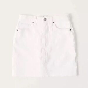Abercrombie & Fitch Curve Love White Denim Skirt, distressed